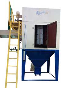 What is the use of a dust collector in sandblasting?
